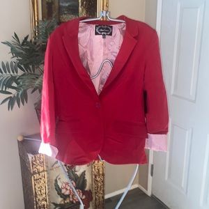 New Ambiance Pink Red Dress Blazer Long Sleeve SzS